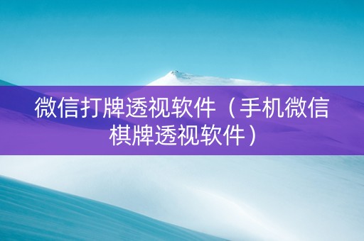 微信打牌透视软件（手机微信棋牌透视软件）