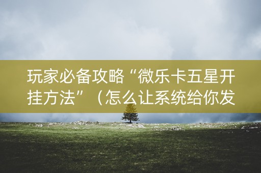 玩家必备攻略“微乐卡五星开挂方法”（怎么让系统给你发好牌)