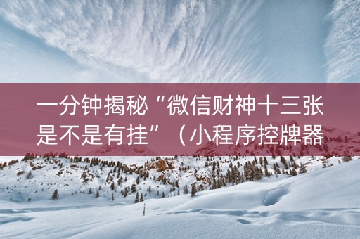 一分钟揭秘“微信财神十三张是不是有挂”（小程序控牌器)