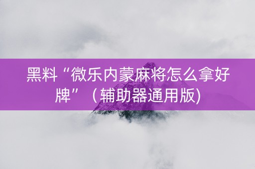 黑料“微乐内蒙麻将怎么拿好牌”（辅助器通用版)