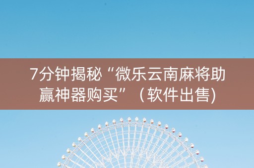 7分钟揭秘“微乐云南麻将助赢神器购买”（软件出售)