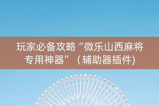 玩家必备攻略“微乐山西麻将专用神器”（辅助器插件)