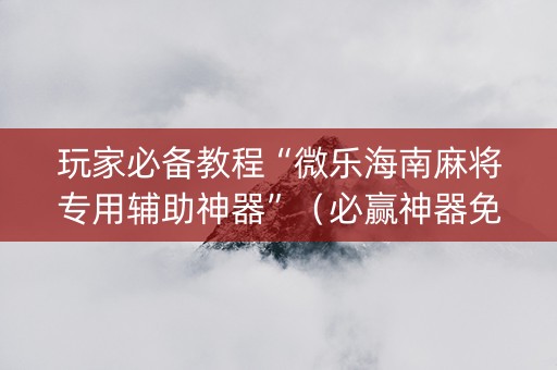 玩家必备教程“微乐海南麻将专用辅助神器”（必赢神器免费安装)