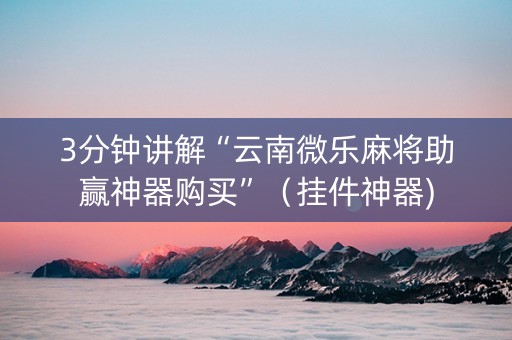 3分钟讲解“云南微乐麻将助赢神器购买”（挂件神器)