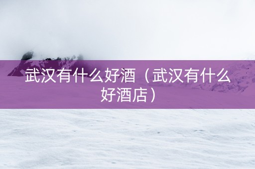 武汉有什么好酒（武汉有什么好酒店）