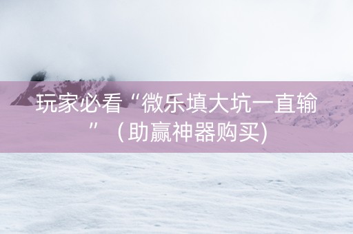玩家必看“微乐填大坑一直输”（助赢神器购买)