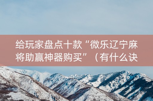 给玩家盘点十款“微乐辽宁麻将助赢神器购买”（有什么诀窍)