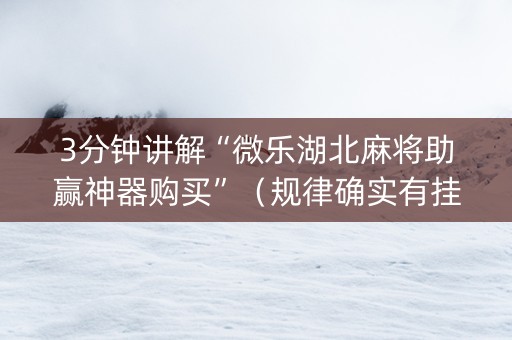 3分钟讲解“微乐湖北麻将助赢神器购买”（规律确实有挂)
