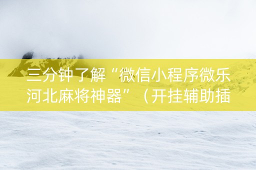 三分钟了解“微信小程序微乐河北麻将神器”（开挂辅助插件)