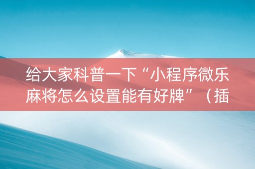 给大家科普一下“小程序微乐麻将怎么设置能有好牌”（插件可信吗)