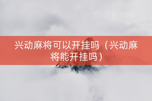 兴动麻将可以开挂吗（兴动麻将能开挂吗）