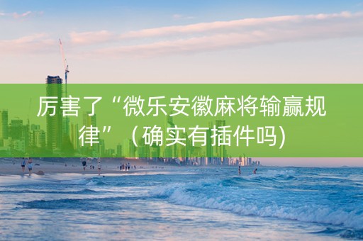 厉害了“微乐安徽麻将输赢规律”（确实有插件吗)