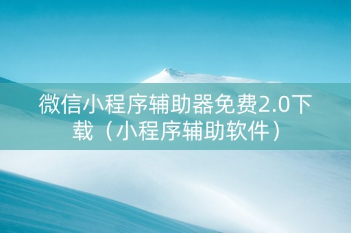 微信小程序辅助器免费2.0下载（小程序辅助软件）