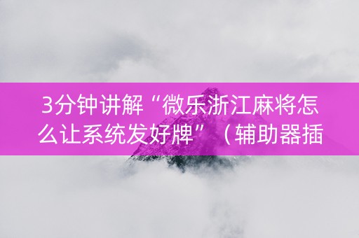 3分钟讲解“微乐浙江麻将怎么让系统发好牌”（辅助器插件)