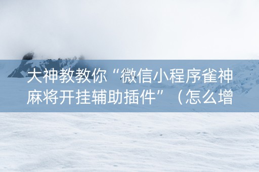 大神教教你“微信小程序雀神麻将开挂辅助插件”（怎么增加胜率)
