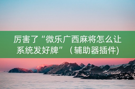 厉害了“微乐广西麻将怎么让系统发好牌”（辅助器插件)