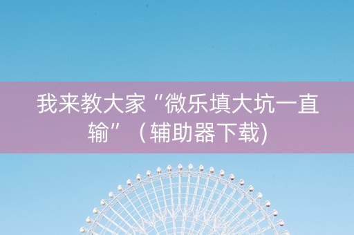 我来教大家“微乐填大坑一直输”（辅助器下载)
