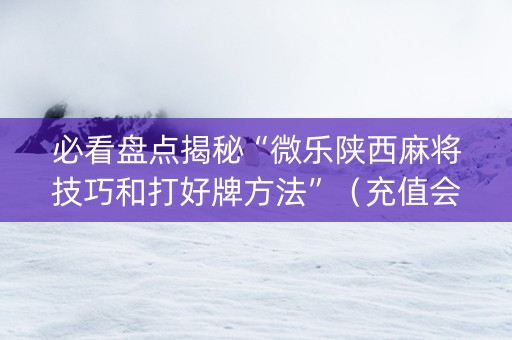 必看盘点揭秘“微乐陕西麻将技巧和打好牌方法”（充值会提高胜率么)