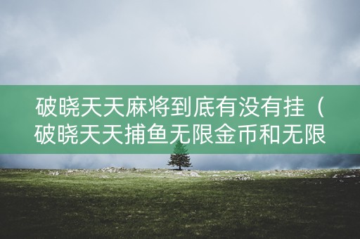 破晓天天麻将到底有没有挂（破晓天天捕鱼无限金币和无限钻石）