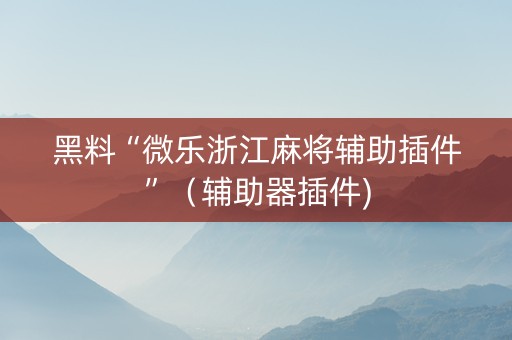黑料“微乐浙江麻将辅助插件”（辅助器插件)