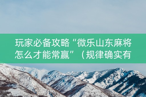 玩家必备攻略“微乐山东麻将怎么才能常赢”（规律确实有挂)