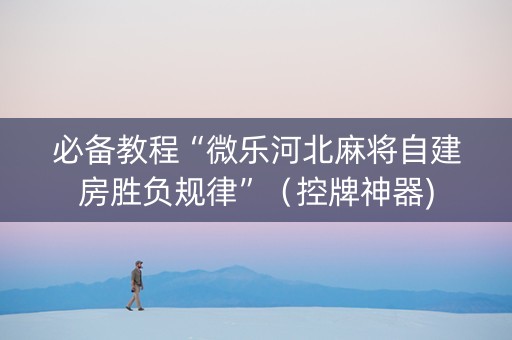 必备教程“微乐河北麻将自建房胜负规律”（控牌神器)