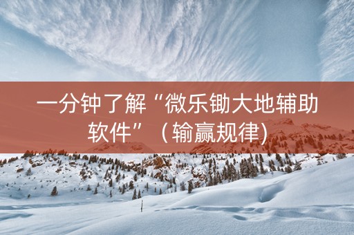 一分钟了解“微乐锄大地辅助软件”（输赢规律)