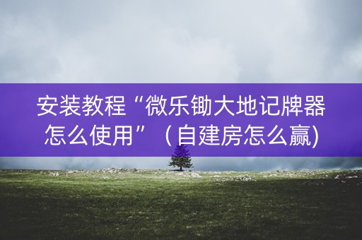安装教程“微乐锄大地记牌器怎么使用”（自建房怎么赢)