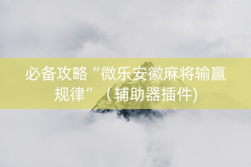 必备攻略“微乐安徽麻将输赢规律”（辅助器插件)