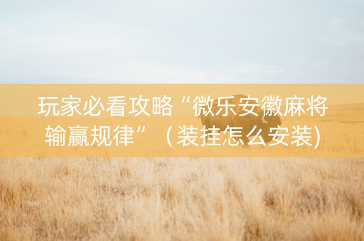 玩家必看攻略“微乐安徽麻将输赢规律”（装挂怎么安装)