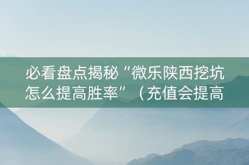 必看盘点揭秘“微乐陕西挖坑怎么提高胜率”（充值会提高胜率么)