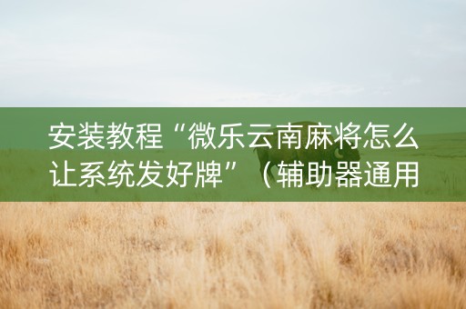 安装教程“微乐云南麻将怎么让系统发好牌”（辅助器通用版)