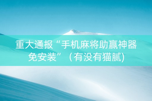 重大通报“手机麻将助赢神器免安装”（有没有猫腻)