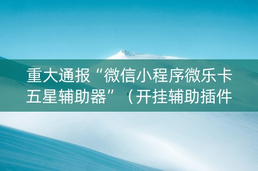 重大通报“微信小程序微乐卡五星辅助器”（开挂辅助插件)
