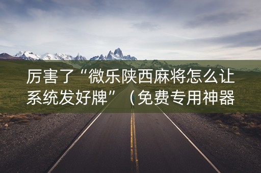 厉害了“微乐陕西麻将怎么让系统发好牌”（免费专用神器)