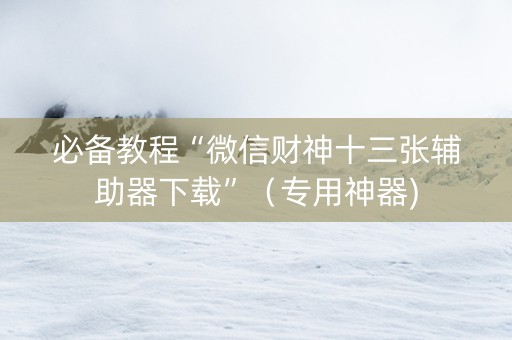 必备教程“微信财神十三张辅助器下载”（专用神器)