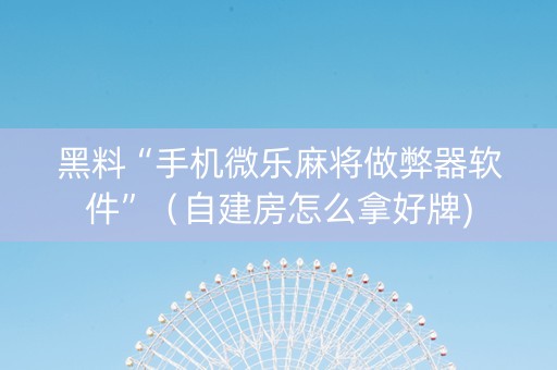 黑料“手机微乐麻将做弊器软件”（自建房怎么拿好牌)
