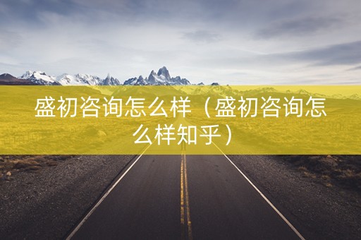 盛初咨询怎么样（盛初咨询怎么样知乎）
