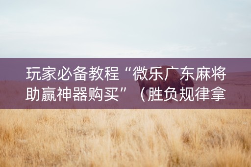 玩家必备教程“微乐广东麻将助赢神器购买”（胜负规律拿好牌)