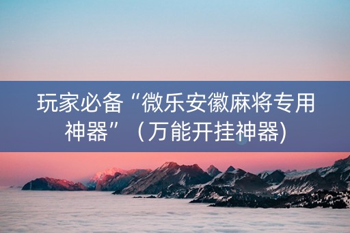 玩家必备“微乐安徽麻将专用神器”（万能开挂神器)