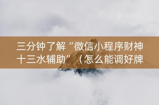 三分钟了解“微信小程序财神十三水辅助”（怎么能调好牌)