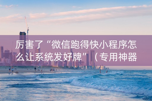 厉害了“微信跑得快小程序怎么让系统发好牌”（专用神器下载)