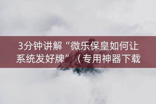 3分钟讲解“微乐保皇如何让系统发好牌”（专用神器下载)