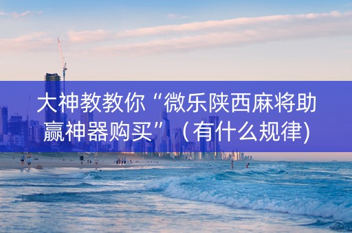 大神教教你“微乐陕西麻将助赢神器购买”（有什么规律)