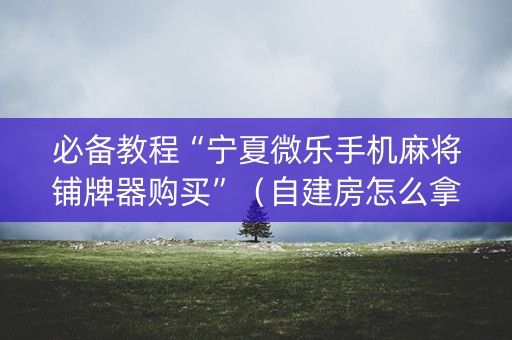 必备教程“宁夏微乐手机麻将铺牌器购买”（自建房怎么拿好牌)