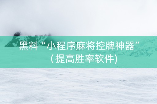 黑料“小程序麻将控牌神器”（提高胜率软件)