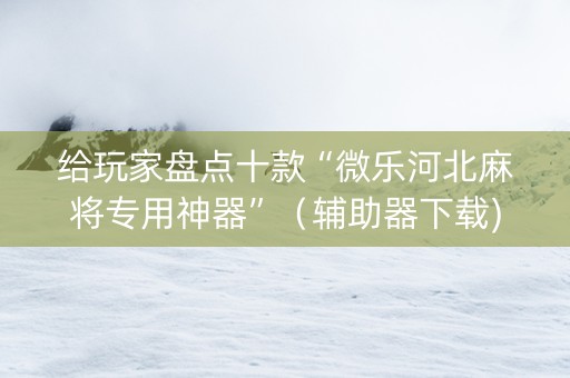 给玩家盘点十款“微乐河北麻将专用神器”（辅助器下载)