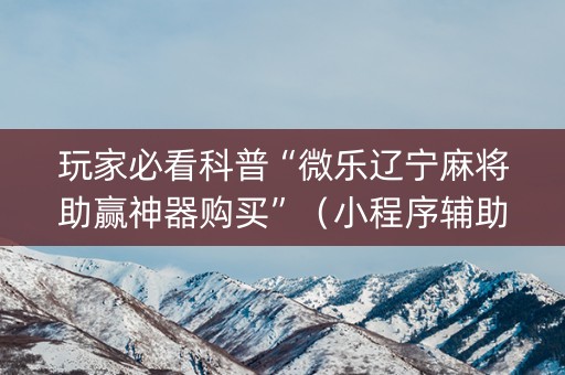 玩家必看科普“微乐辽宁麻将助赢神器购买”（小程序辅助软件)