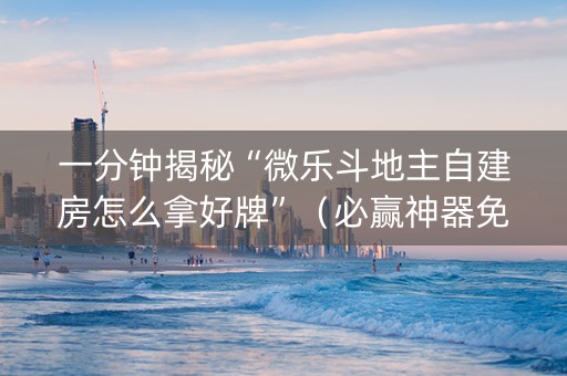 一分钟揭秘“微乐斗地主自建房怎么拿好牌”（必赢神器免费安装)
