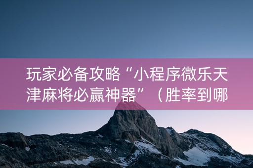 玩家必备攻略“小程序微乐天津麻将必赢神器”（胜率到哪调)